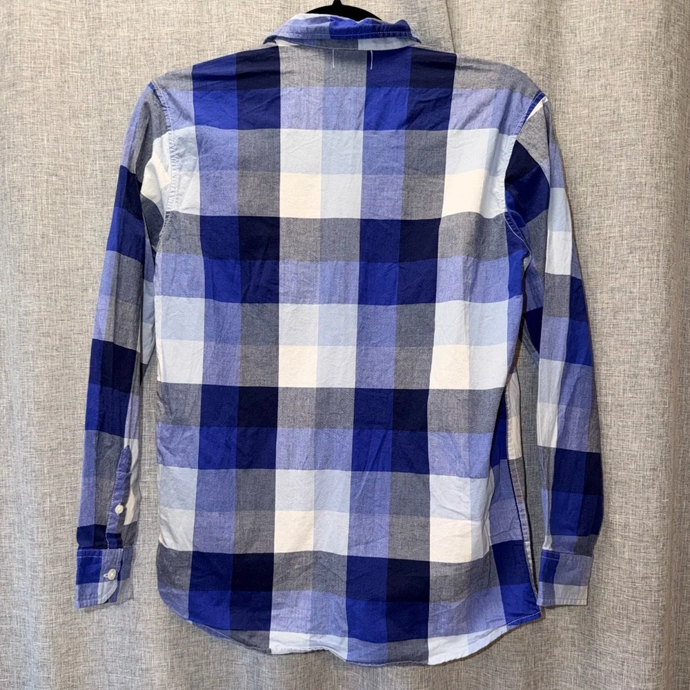 Old Navy Boys Blue and White Checkered Shirt XL 14-16